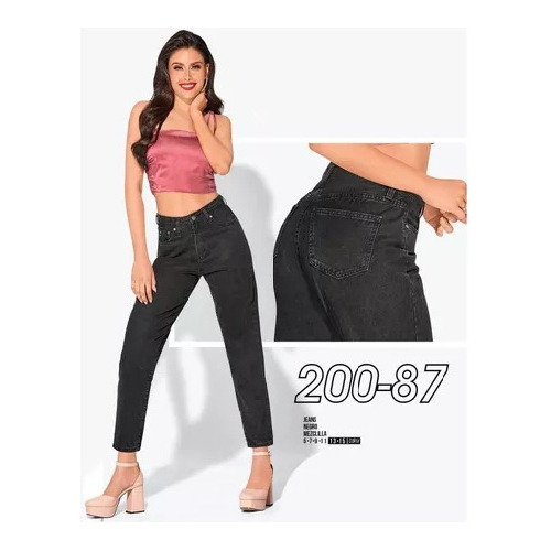 Pantalon Jeans Mom Fit Dama  Negro Cklass 200-87