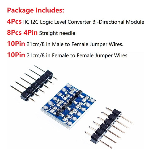 Convertidor De Nivel Lógico Wwzmdib 4 Canales 5v A 3.3v Ardu