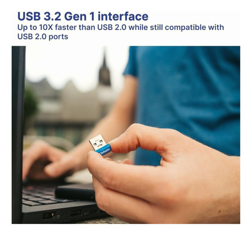 Verbatim 98710 Nano Usb 3.0 Flash Drive, 32 Gb, Blue