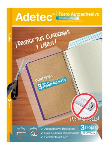 Forro Para Cuadernos Adhesivo Transparente 50x37,5cm - 3460