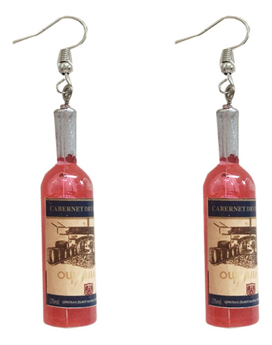 Ganchos Para Orejas Con Forma De Botella Roja, Elegantes Joy