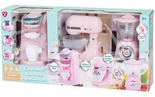 APPLIANCES DE cocina gourmet a pilas tamaño niño tiene cafetera rosa y  blanca con cápsulas de café mezcla maestra y licuadora – Yaxa Store