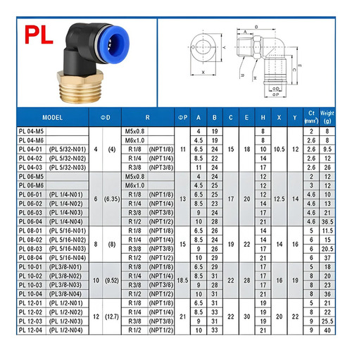 Conexão Pneumática Cotovelo Macho Rosca 1/2 Tubo 12mm 4 Pç