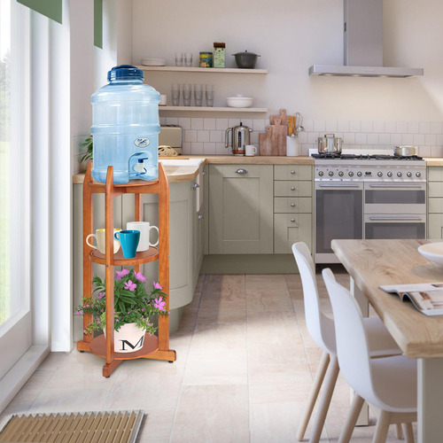 Soporte De Agua Lasido 5 Galones Madera Natural 3 Estantes