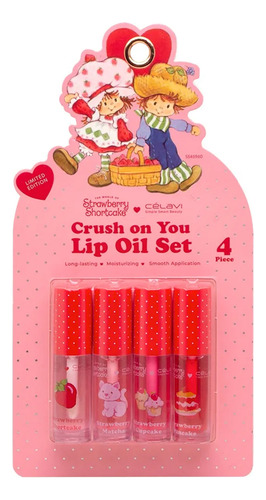 Set Gloss Lip Oil Para Labios Strawberry Shortcake Célavi Rosa Traslucido