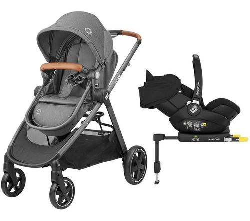 Carrinho De Bebê De Paseio Travel System Maxi-cosi Adorra Cinza Com Chassi De Cor Preto