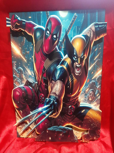 Cuadros De Madera Grandes 3d Deadpool Vs Wolverine