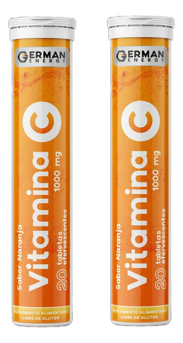 Pack 2 Vitamina C Efervescente 20 Tabletas German Energy