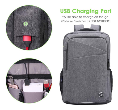 Mochila De Vaije De Negocios Swiss Digital Micro Sd-839 Gris Claro