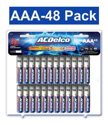 Acdelco Aaa Batteries, Alkaline Battery, 48 Count Pack