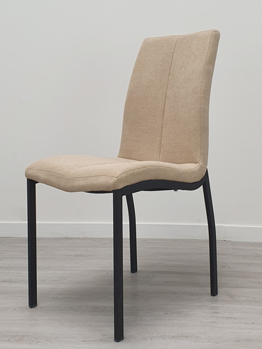 Sillas Comedor Tapizadas En Lino Y Base Negra X 2 Lino Negro Beige