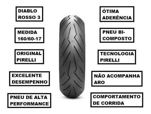 Pneu Pirelli Traseiro 160/60-17 69w Diablo Rosso 3 Nc 750x