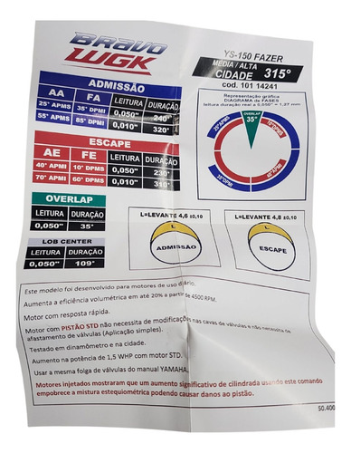 Levas Competición Wgk Bravo 315 Yamaha 150cc Premium