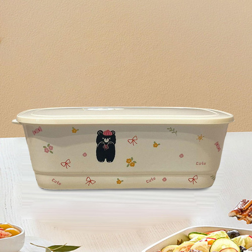 Contenedor De Cerámica Container Bento Lunch Box Oso