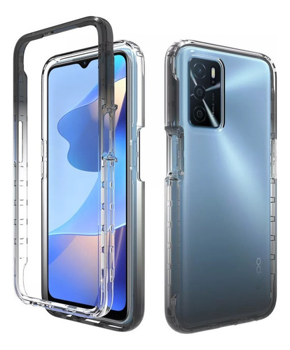 Funda 2 En 1 Uso Rudo For Modelos Oppo Bicolor Transparente