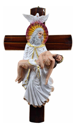 Crucifijo De Pared Santísima Trinidad Cruz De Madera 60 Cm