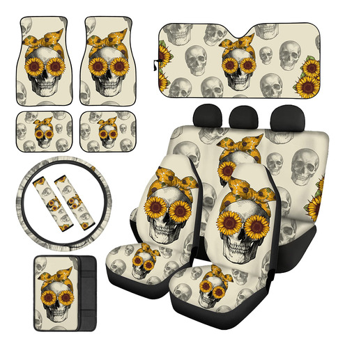 Funda Asiento Delantero Automovil Diseño Calavera 13