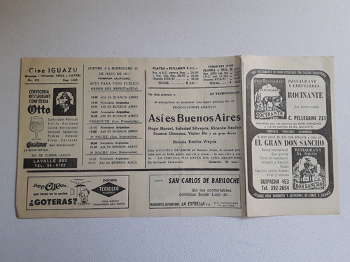 Antiguo Programa Del Cine Iguazú - Así Es Buenos Aires (Usado)