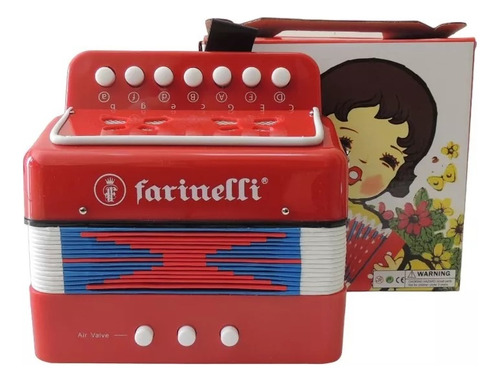 Acordeon Infantil Rojo 7 Botones 2 Bajos Acifro Farinelli