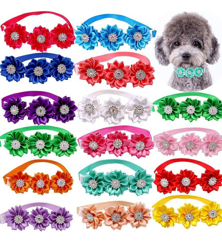 15 Unidspack Perro Pajarita Perro Flor Collar Diamante ...