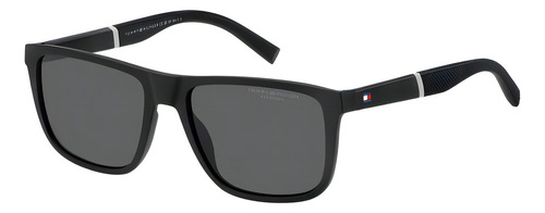 Lente masculina Tommy Hilfiger Th 2043/s preta fosca, cor cinza, design oceânico
