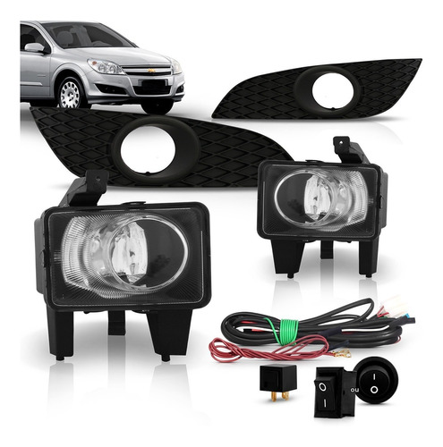 Kit Farol Milha Auxiliar Vectra 2009 2010 2011 Com Moldura