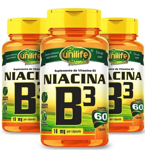 Vitamina B3 Niacina Unilife 60 Cápsulas