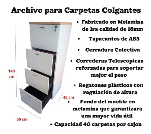 Parcial Dalset Pantano Archivo Para Carpetas Colgantes Mueble Fichero De 4 Cajones