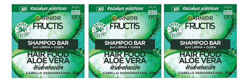 3 Shampoo Aloe Vera 2 En 1 Garnier Fructis 60g Barra Vegano