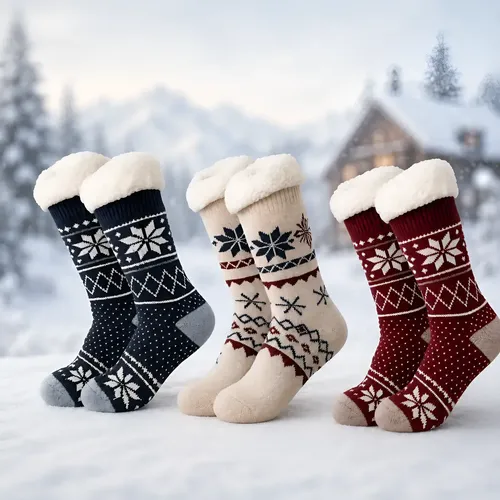 Kit 3 Pares Meias Térmica Lã Forrada Pelinho Antiderrapante Masculino Sortido Único