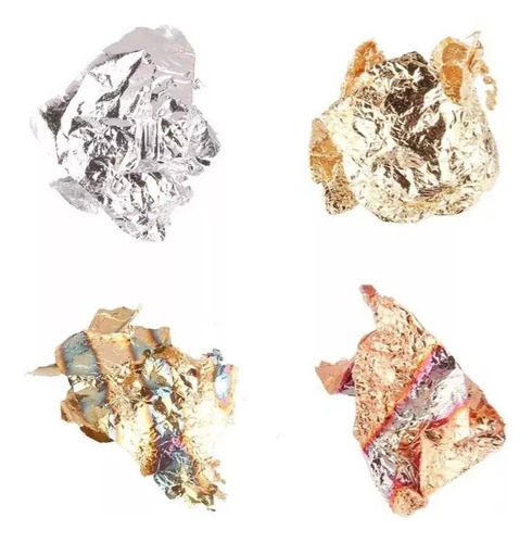 Kit 12 Folhas De Ouro Alongamento Unhas Decoração Encapsular