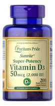 Comprar Vitamina D3 Puritan's Pride 50mcg 2000iu 200ct La forma de vitamina D que se forma en la piel es una forma potente y activa de la vitamina D la vitamina natural del sol