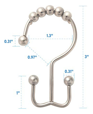 Ganchos Para Cortina Con 12 Anillos De Ducha Para Barra