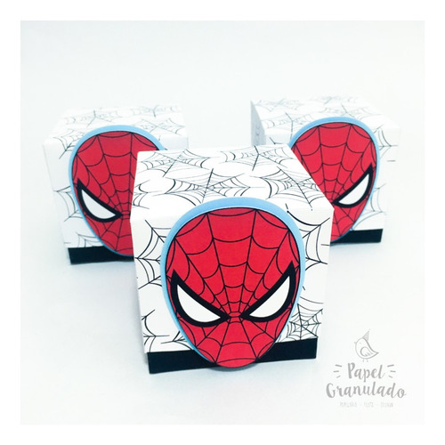 20 Cajitas Spiderman Hombre Araña Personalizadas Para Armar
