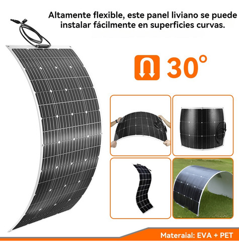 Powmr 20w 22v 1.2a Panel Solar Portátil Flexible Color Negro Voltaje De Circuito Abierto 21.6v Voltaje Máximo Del Sistema 18v POW-LTW 20W