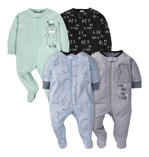 Pack De 4 Pijamas Para Bebé Niño Gerber, Talla Recién