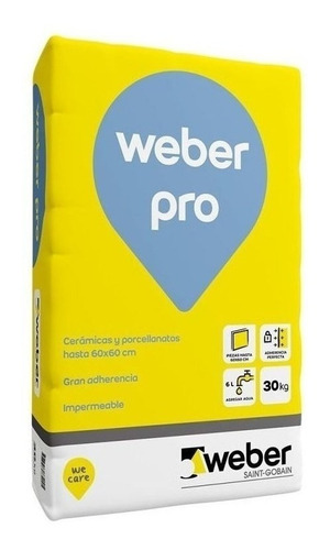 Pegamento Porcelanato Hasta 60x60 Weber Pro X30kg