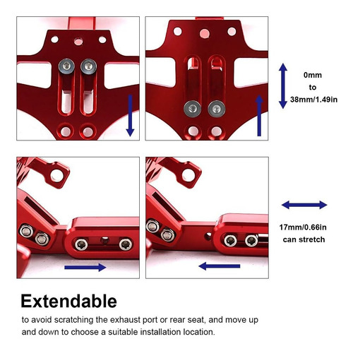 Porta Placa Universal Para Moto Ajustable Con Luz Y Tornillo