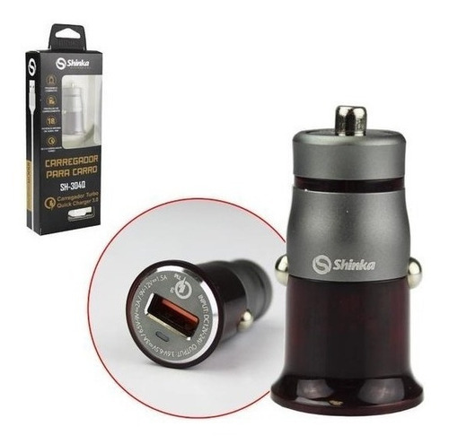 Carregador Veicular Turbo 3.0 Shinka (cabo Usb Incluso)+nf