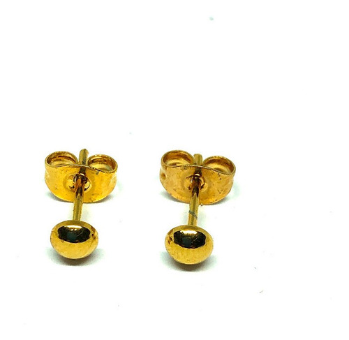 Arete Broquel  Acero Inoxidable Dorado Media Bola 4 Mm