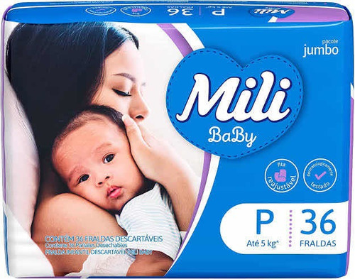 Kit 5 Pacotes Fralda Mili Jumbo P 36 Tiras Sem Gênero Tamanho P (P)