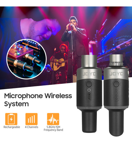 Sistema De Micrófono Inalámbrico Recargable Joyo Mw-1 De 5.8