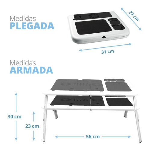 Imagen 3 de 10 de Mesa Plegable Porta Notebook Con Base Refrigerante Coolers