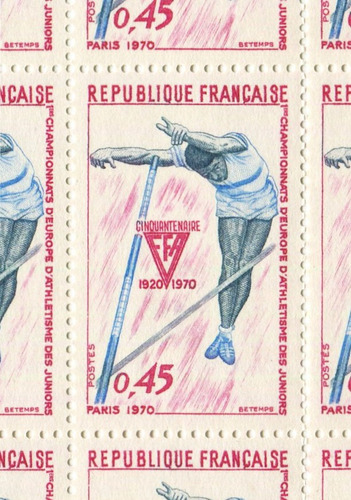 Francia Sello Yvert 1650 Plancha X 50 Mnh Athletisme 1970