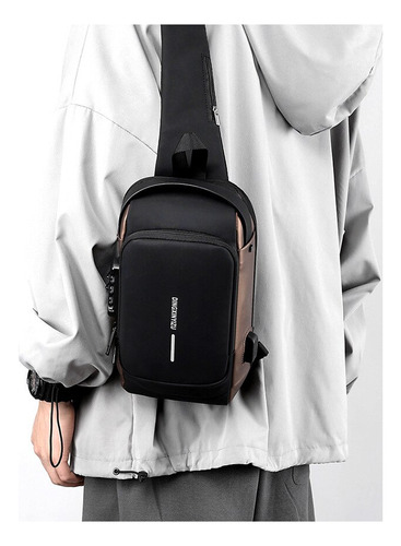 Bolso De Hombro Cruzado Para Hombre, Mochila Usb Pequeña D