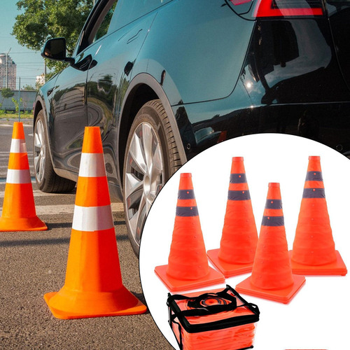 4 Conos De Estacionamiento Reflectantes Plegables De 45 Cm,