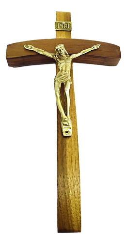 Crucifixo Madeira Curva 23cm Cruz Jesus Cristo Inri Santo