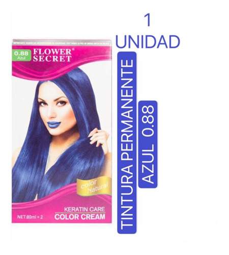 Tintura Permanente Color Azul 0.88 En Crema Flower Secret