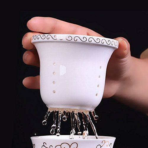 Taza De Té De Porcelana Con Tapa Infusora Y Juego De Platill