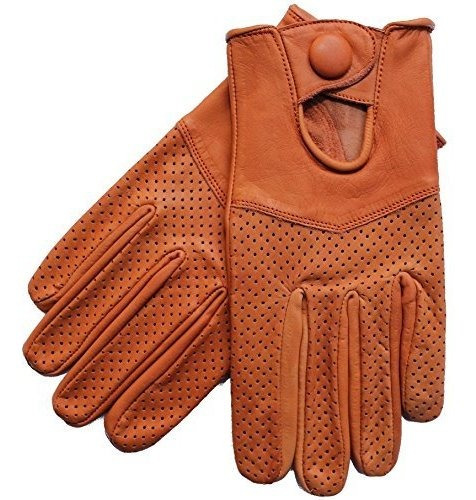 Guantes De Conducción De Cuero De Media Malla Para Hombre R